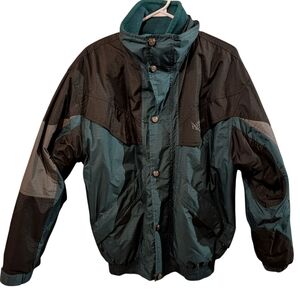 Vintage Men's Black and Teal Winter Jacket